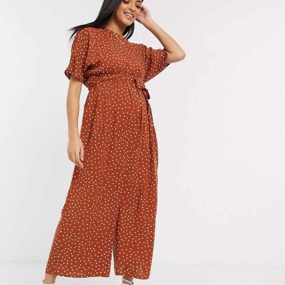ASOS Maternity Pants - ASOS maternity burgandy tie waist jumpsuit